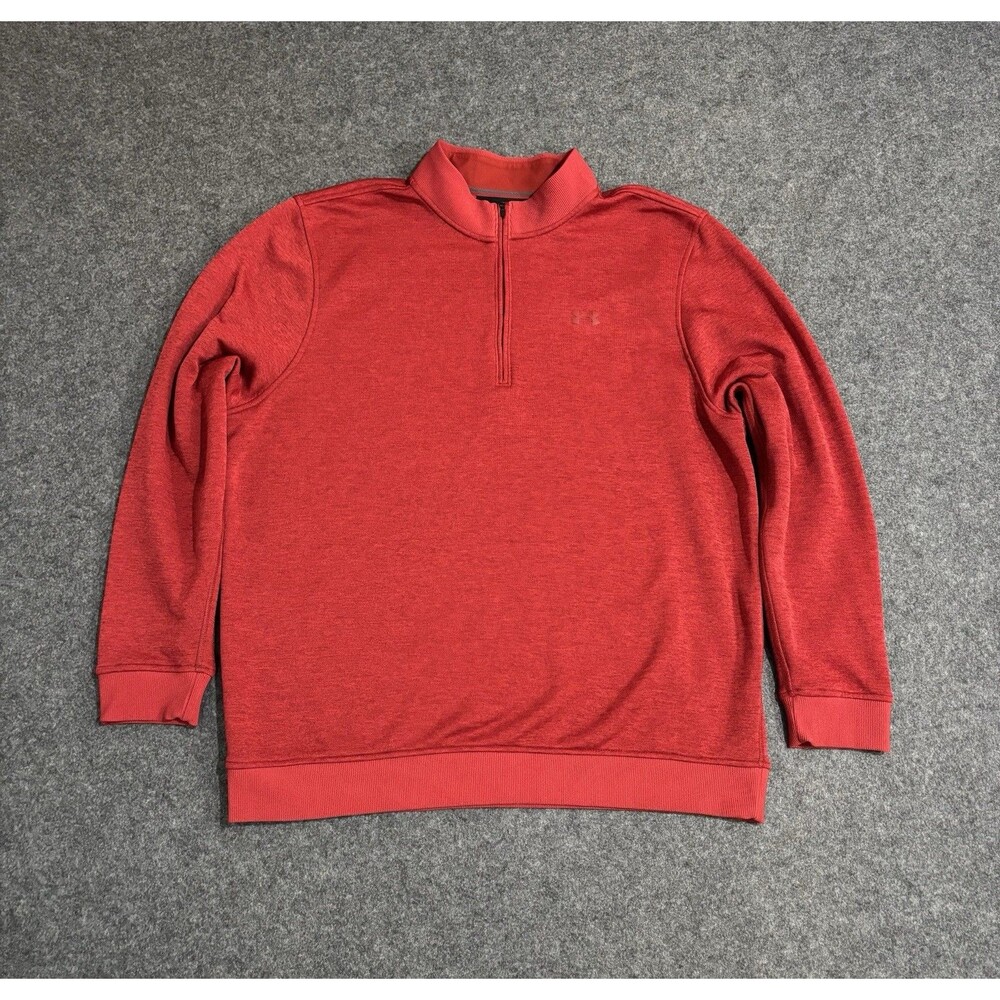 Under Armour 1/4 Zip Pullover Mens 2XL Coldgear Golf Storm Red